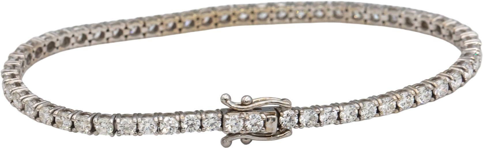 14k White Gold VS Round Diamond Tennis Bracelet 4.82CT