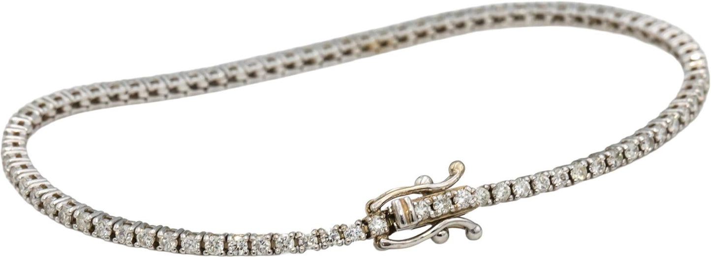 14k White Gold Round Diamond Tennis Bracelet 1.90CT