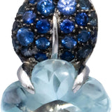 CHANEL Vintage 18k White Gold Camelia Aquamarine & Sapphire Flower Earrings
