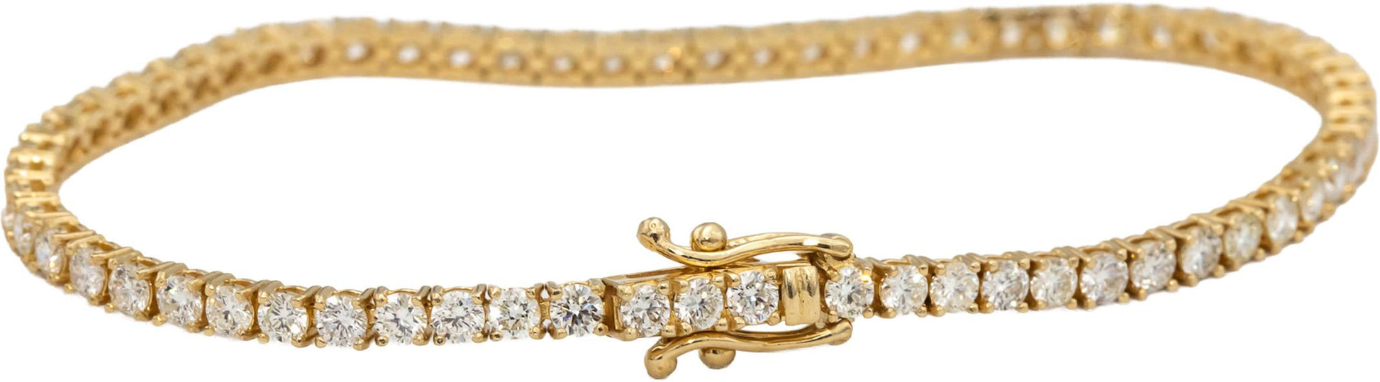 14k Yellow Gold Round Diamond Tennis Bracelet 4.39CT