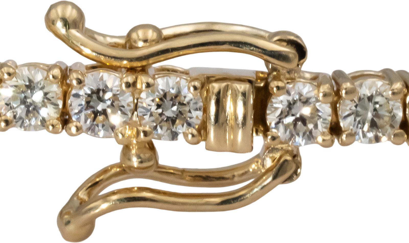 14k Yellow Gold VS Round Diamond Tennis Bracelet 4.56CT