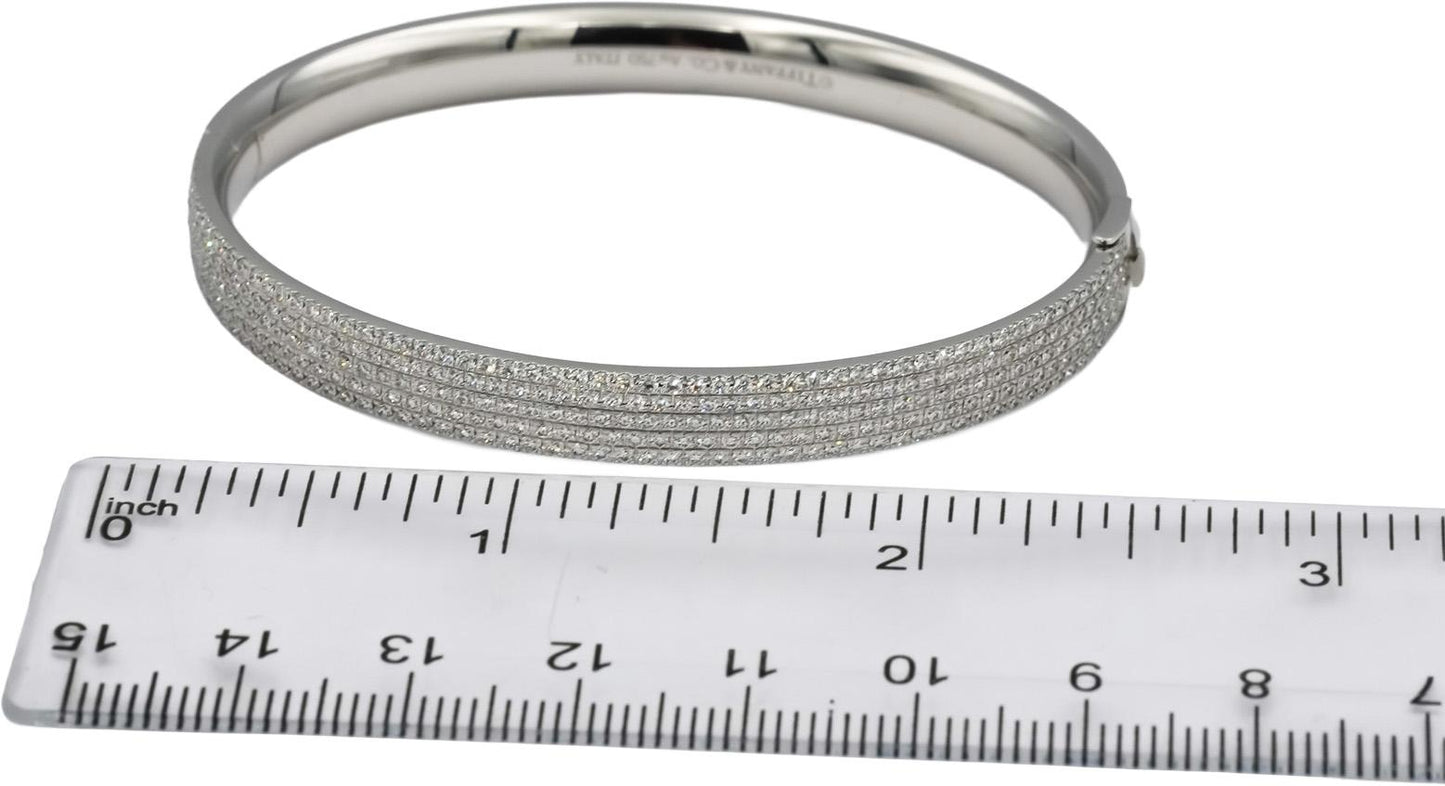 TIFFANY & CO. 18k White Gold VS Diamond Metro 5-Row Bangle Bracelet 3.0CT $37500