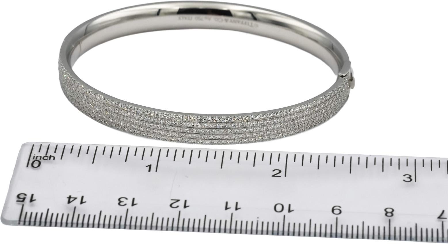 TIFFANY & CO. 18k White Gold VS Diamond Metro 5-Row Bangle Bracelet 3.0CT $37500