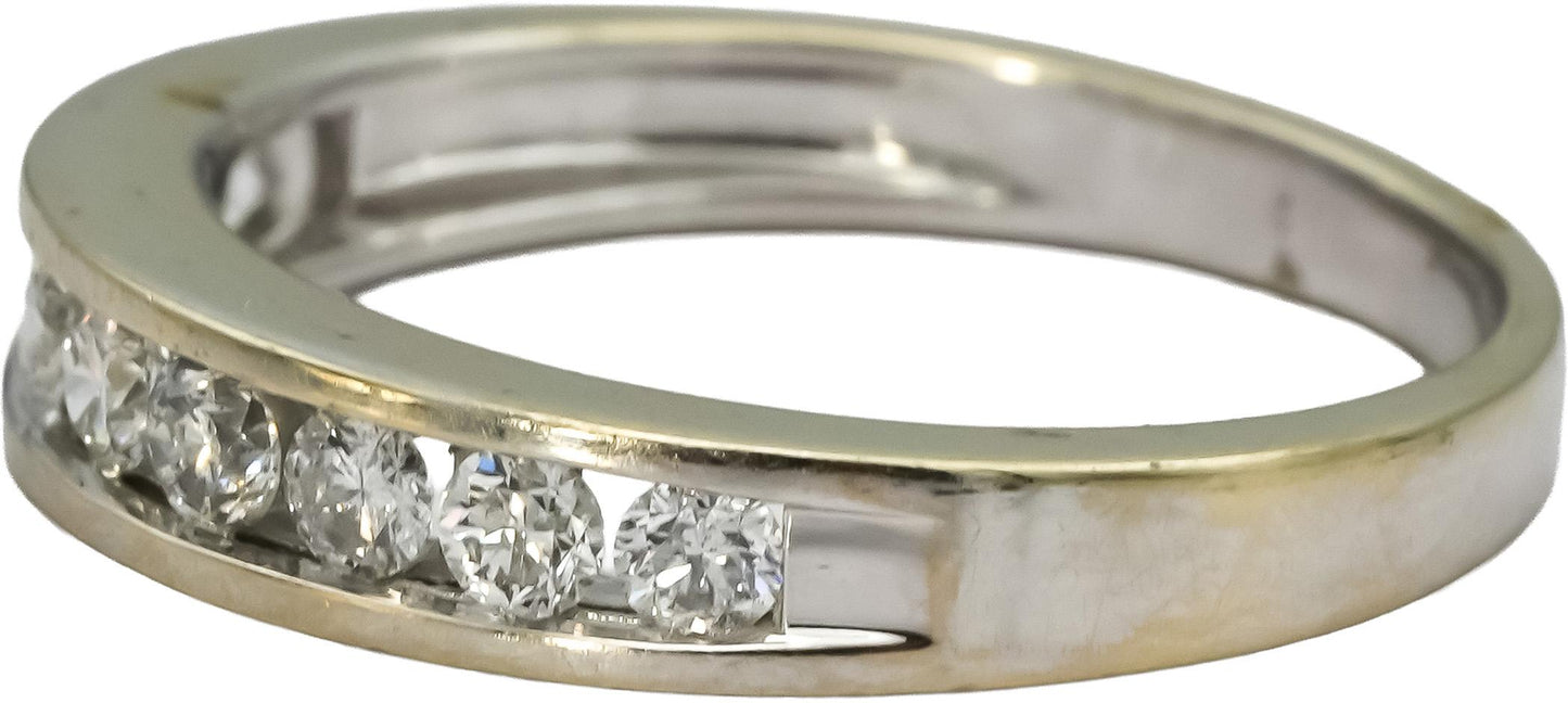 14k White Gold Round Channel Set Diamond Band Ring 0.45CT Size 7.25