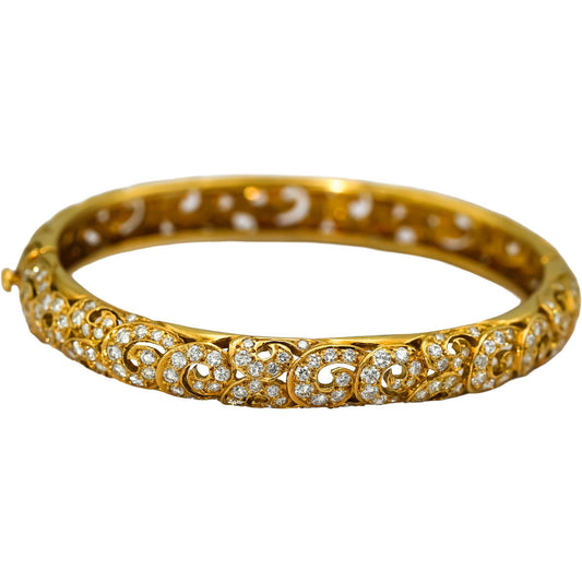 JEAN VITAU 18k Yellow Gold VS Round Diamond Bangle Bracelet 2.0CT