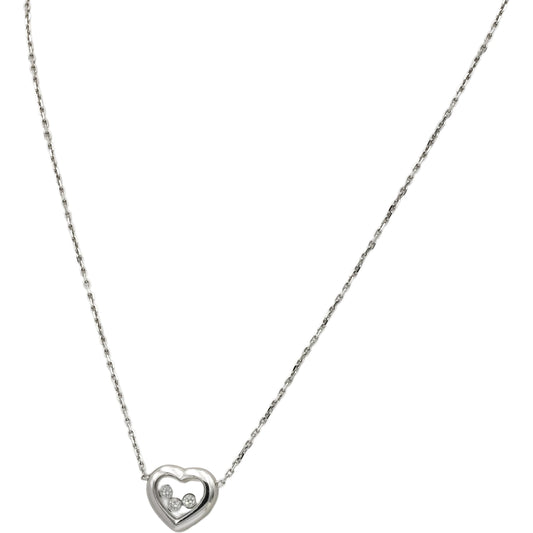 CHOPARD 18k White Gold Happy Diamond Floating Diamond Heart Pendant Necklace