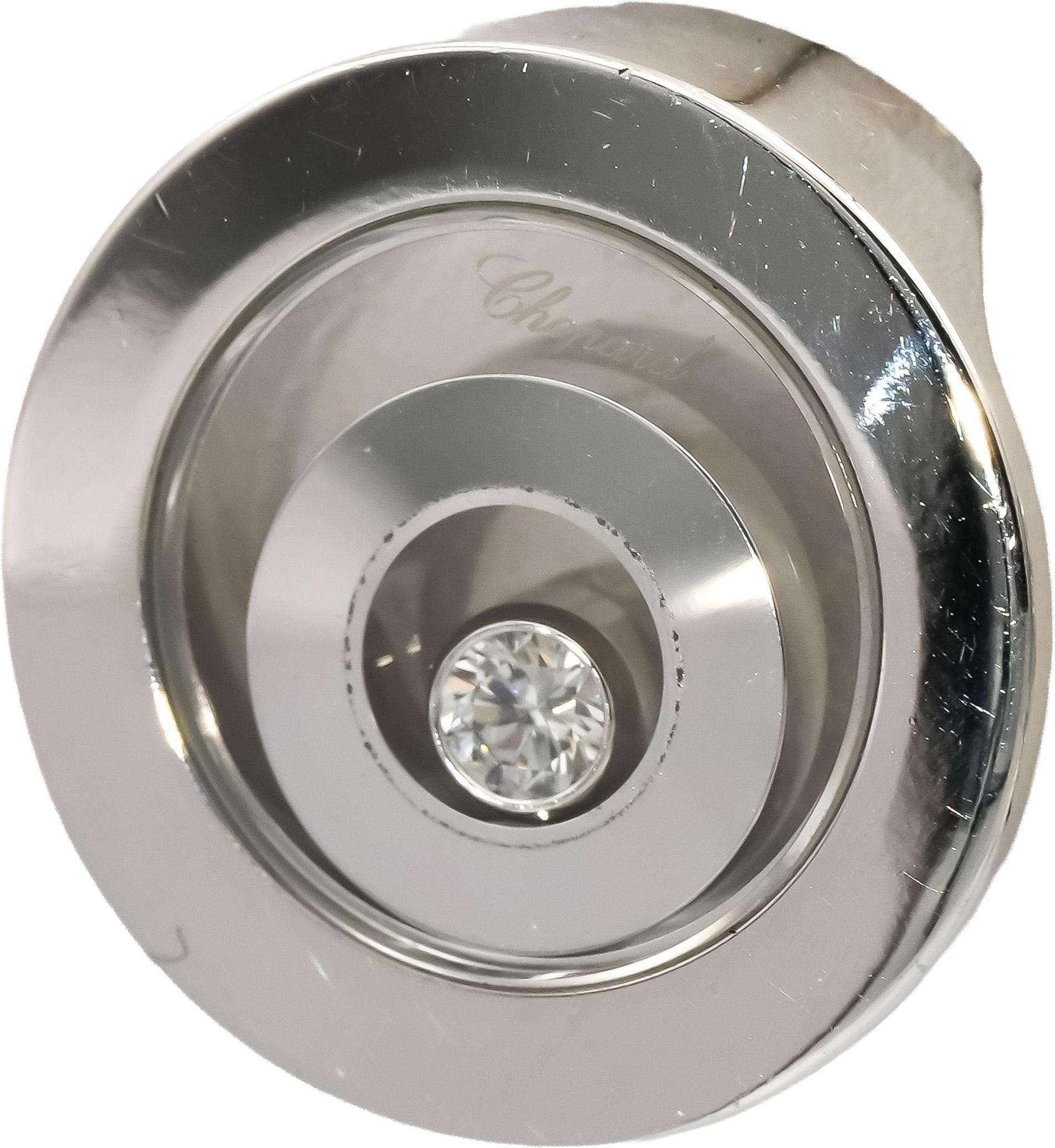 CHOPARD 18k White Gold Happy Spirit Diamond Double Round Earrings