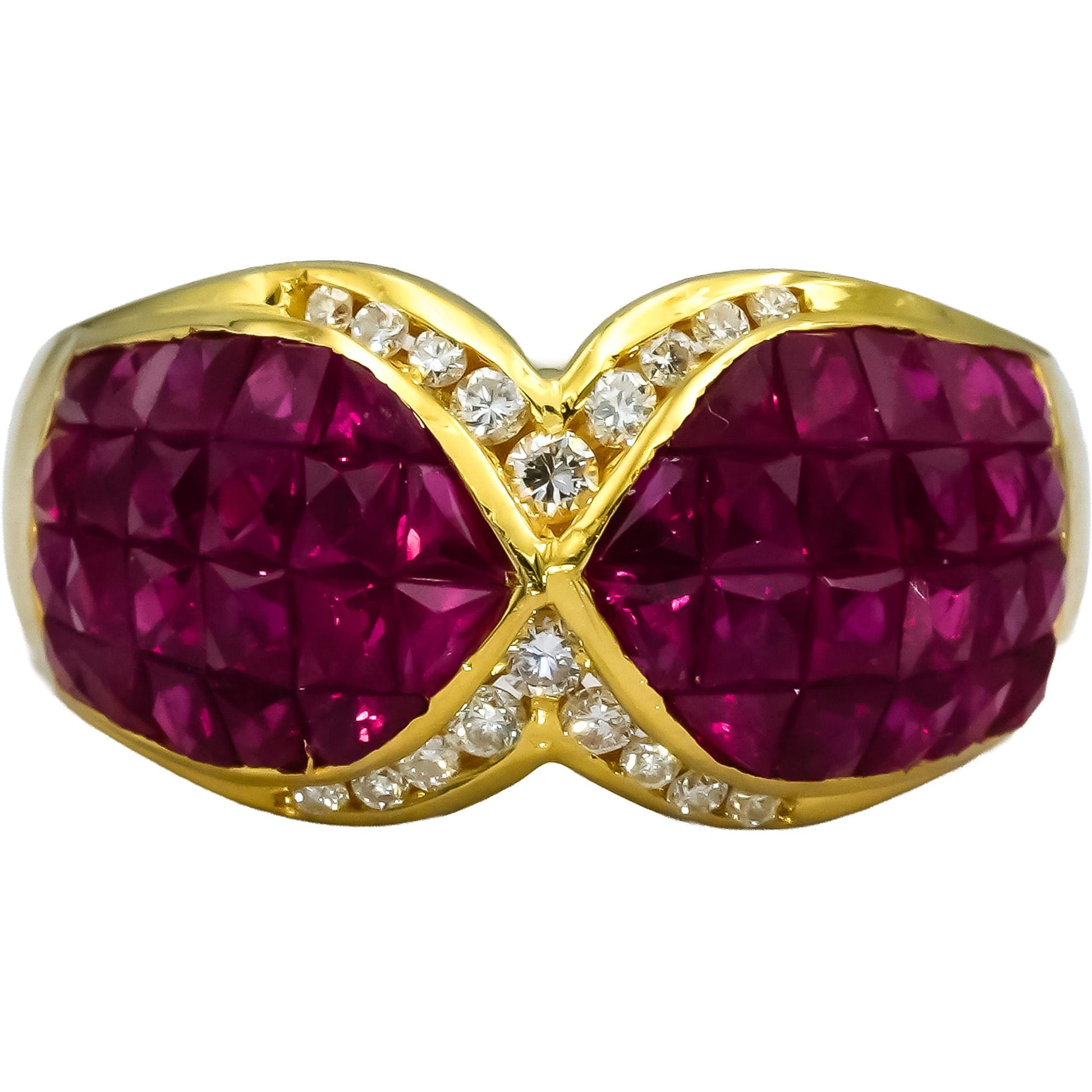 18k Yellow Gold VS Diamond and Ruby Cluster Cocktail Ring 5.20CTW Size 7