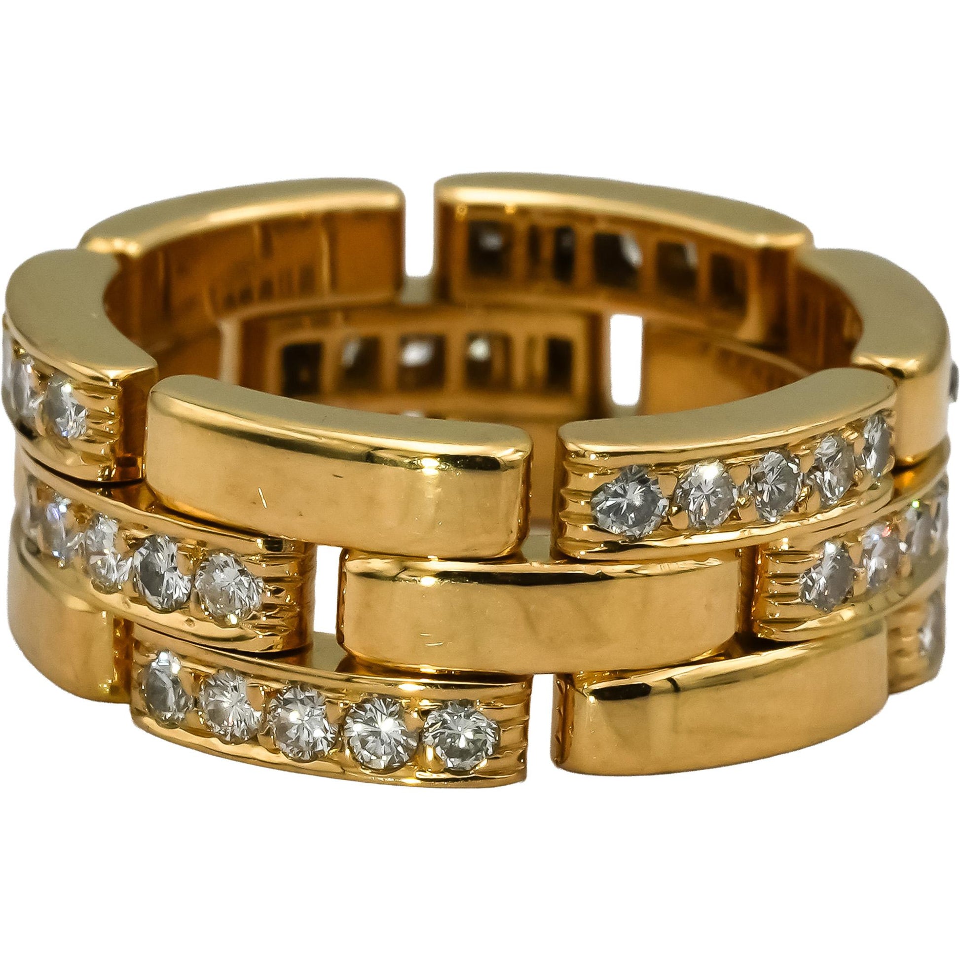 CARTIER 18k Yellow Gold VS Round Diamond Maillon Panthere Ring .90CT Size 53