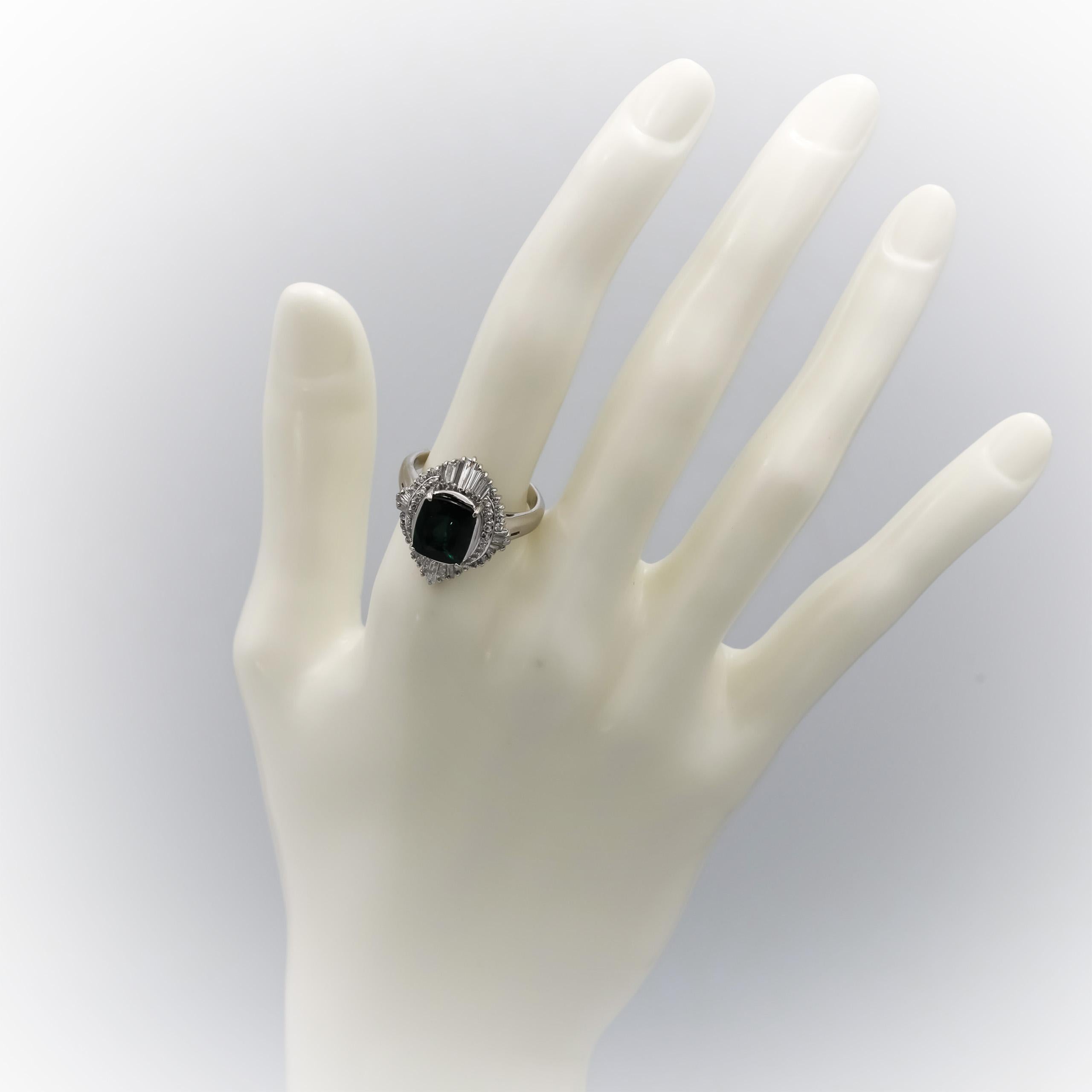 Platinum Tourmaline & VS Diamond Cocktail Ring 3.31CT Size 8