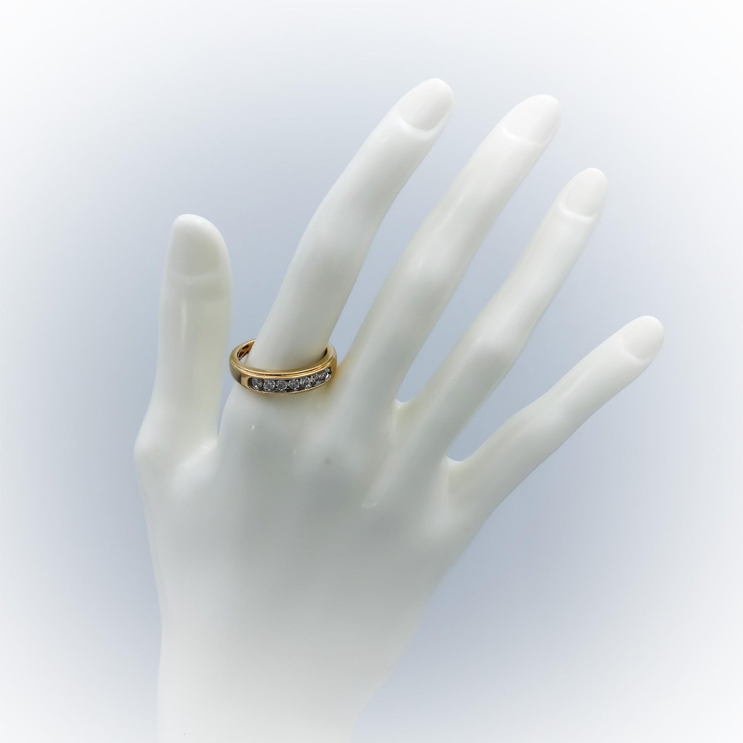 10k Yellow Gold Round Channel Set Diamond Band Ring 0.50CT Size 10