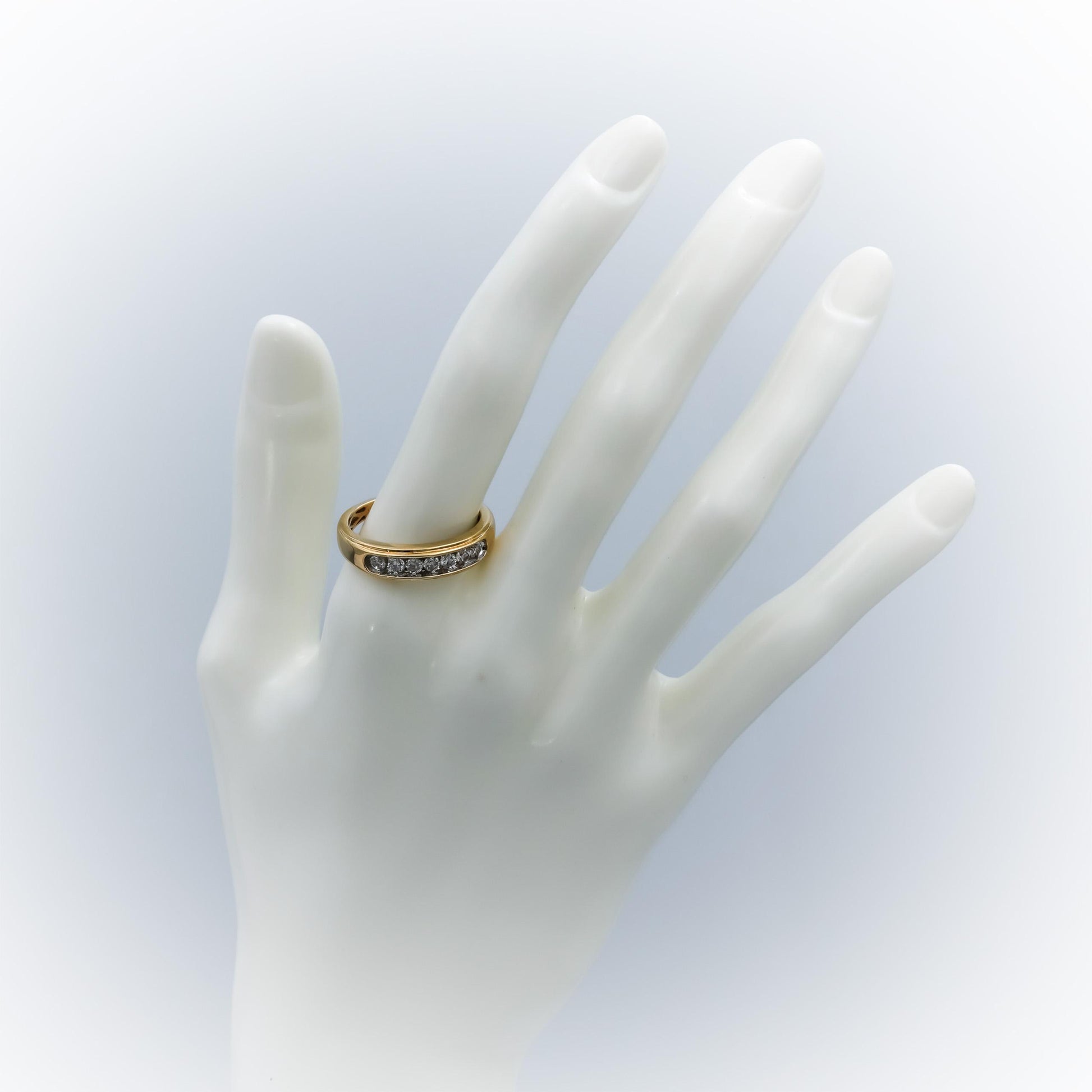 10k Yellow Gold Round Channel Set Diamond Band Ring 0.50CT Size 10