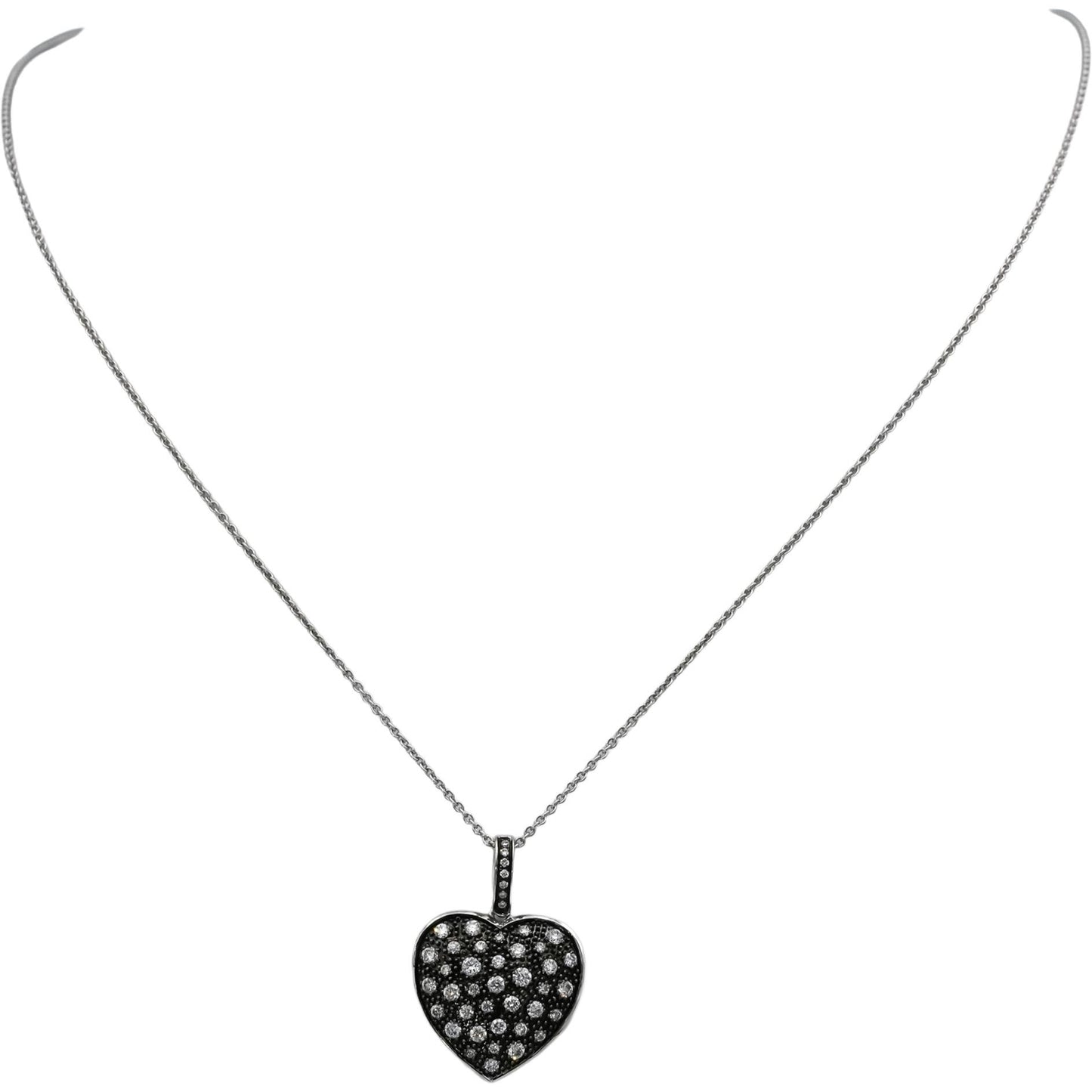 14k White Gold & Rhodium Diamond Heart Pendant Necklace 0.25CT