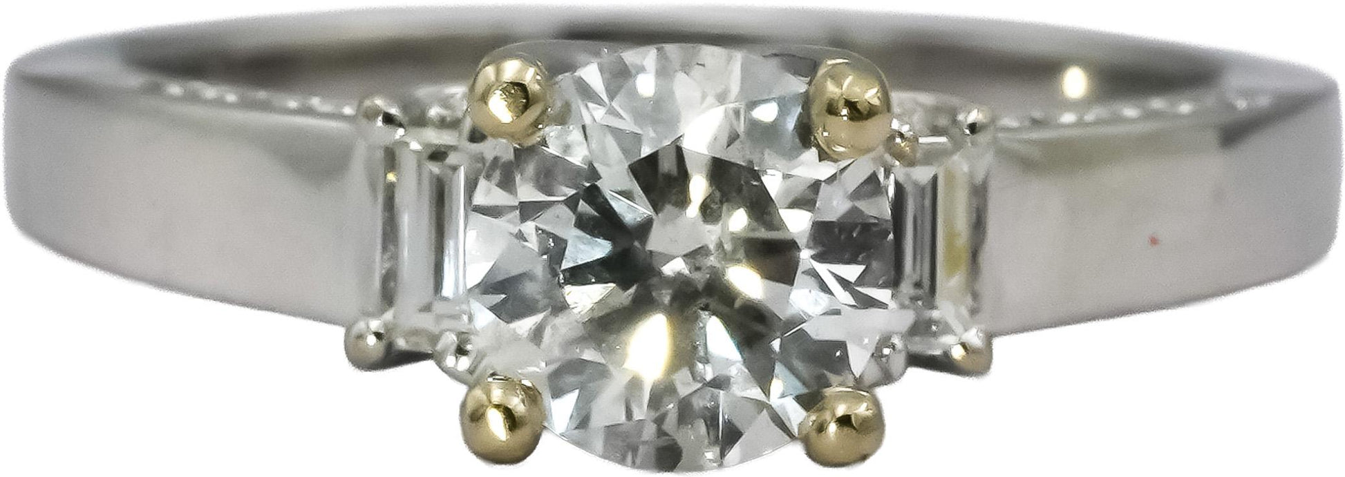 18k White Gold Diamond Engagement Ring 1.36CT w/ 1.06CT Center Size 6.75