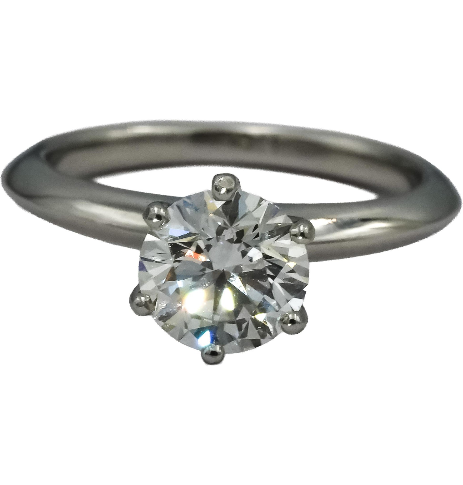 GIA TIFFANY & CO. Platinum VS1/I Diamond Solitaire Engagement Ring 1.06CT Size 4