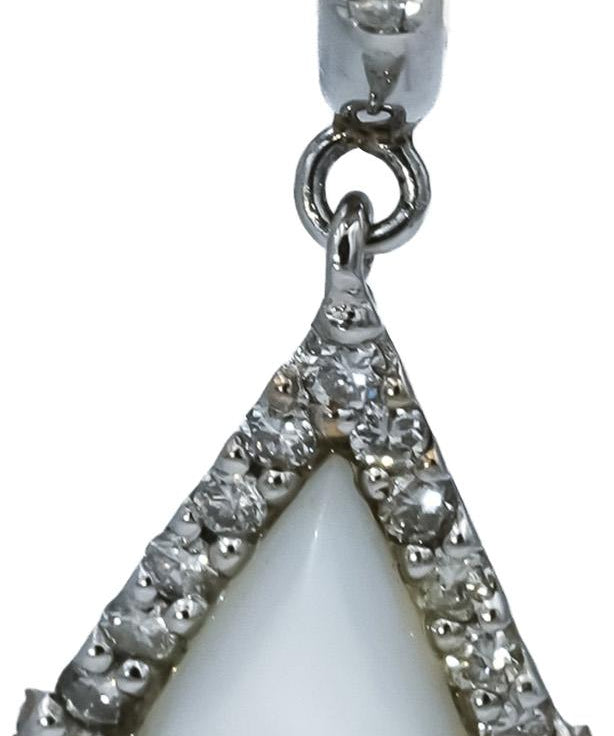 18k White Gold VS Diamond and Mother of Pearl Drop Dangle Earrings 0.70CT