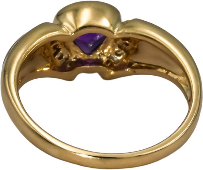 14k Yellow Gold Diamond Amethyst Mother of Pearl Cocktail Ring 0.16CT Size 8