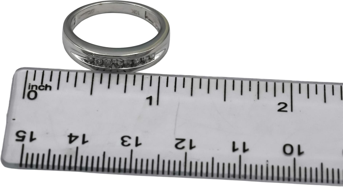 10k White Gold Round Channel Set Diamond Band Ring 0.15CT Size 7.25