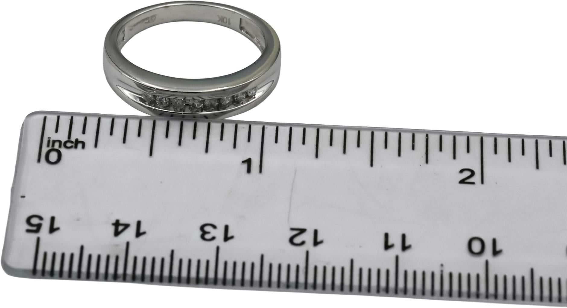 10k White Gold Round Channel Set Diamond Band Ring 0.15CT Size 7.25