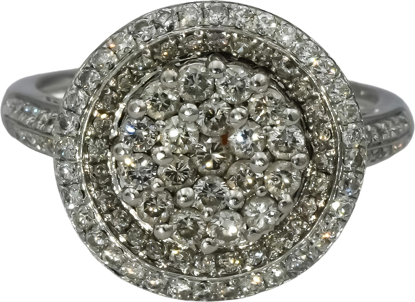14k White Gold VS Round Diamond Cluster Cocktail Ring 1.0CT Size 8