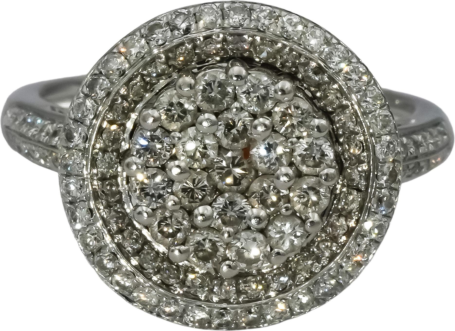 14k White Gold VS Round Diamond Cluster Cocktail Ring 1.0CT Size 8