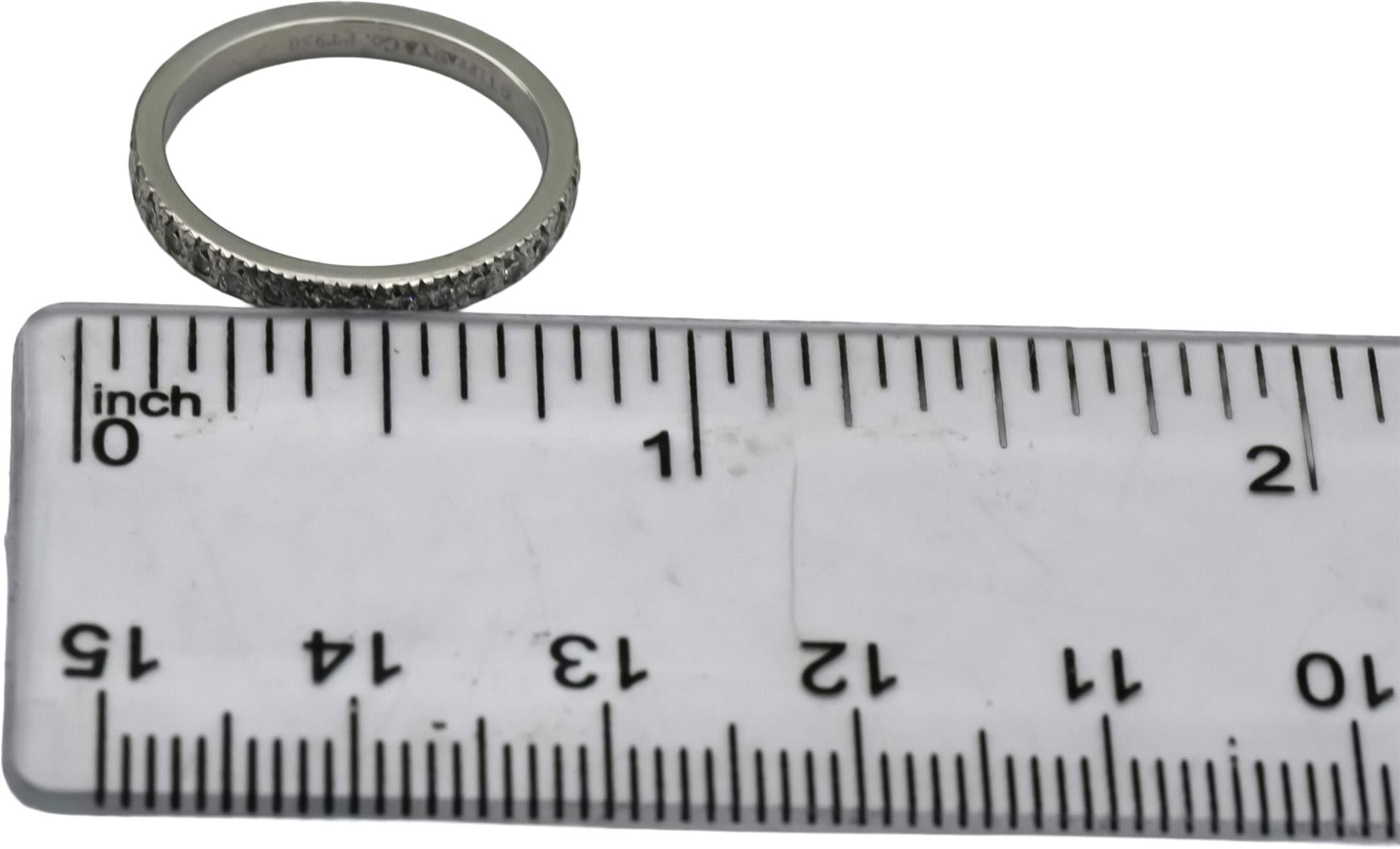 TIFFANY & CO. 950 Platinum VS Diamond Novo Band Ring 0.16CT Size 5.5 w/ Box