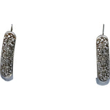 14k White Gold Round Pave Diamond Hoop Huggie Earrings 0.10CT