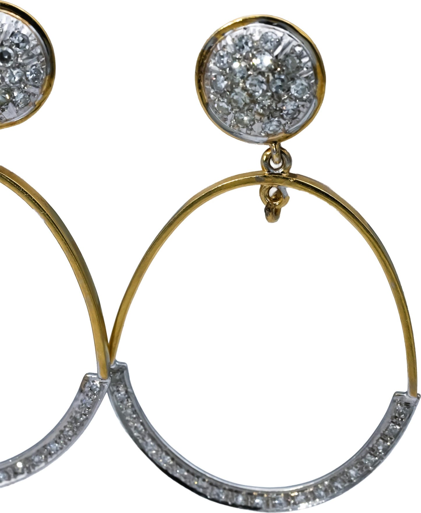 Vintage Antique 14k Yellow & White Gold 1.0CT Diamond Dangle Earrings 1.0CT