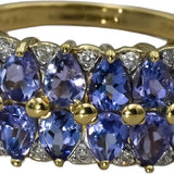 14k Yellow Gold Pear Tanzanite Cocktail Ring 2.40CT Size 8.25 w/ Diamond Accents
