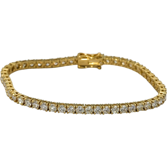 14k Yellow Gold VS Round Diamond Tennis Bracelet 7.01CT