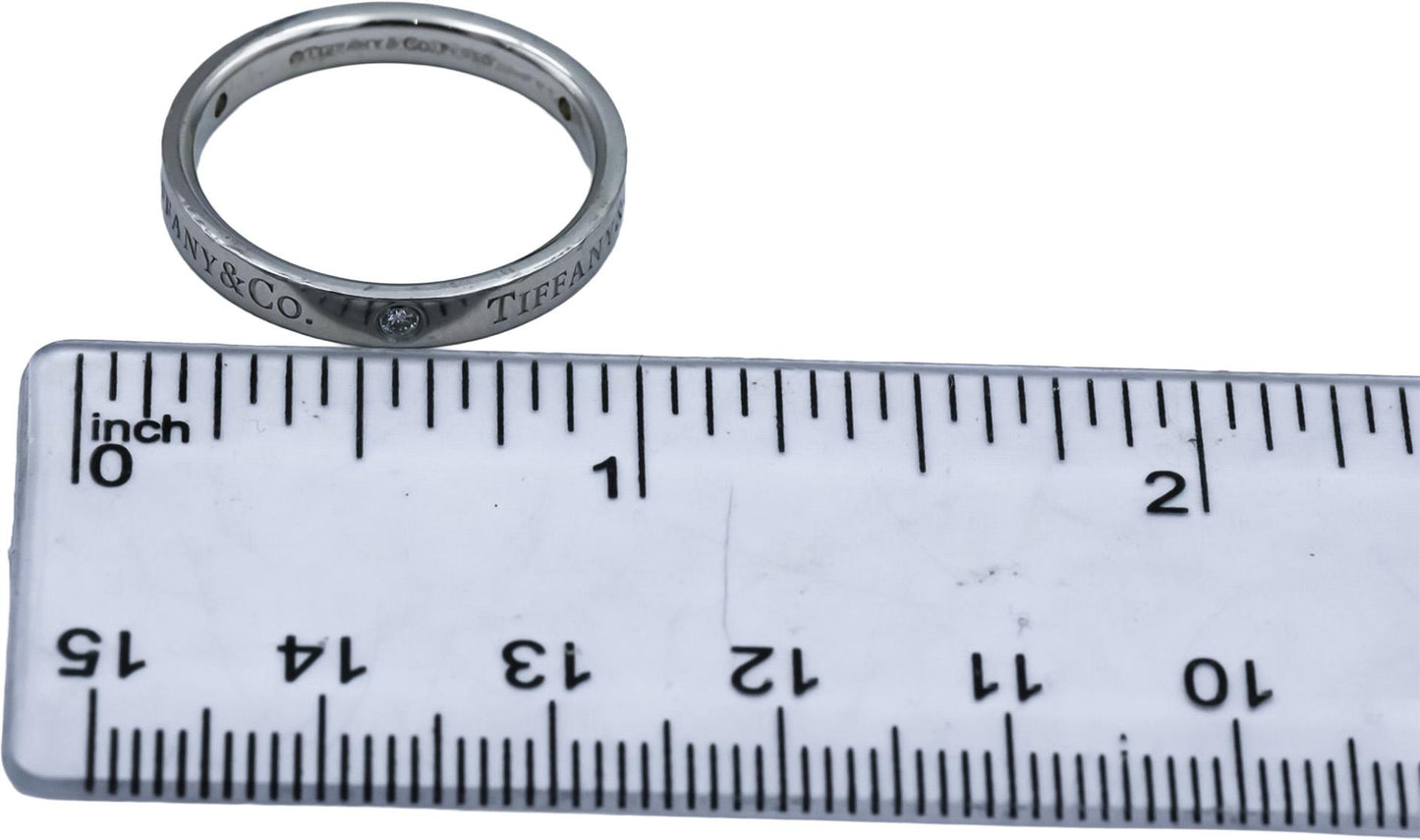 TIFFANY & CO. Platinum VS Round Diamond Band Ring 0.06CT Size 8.25