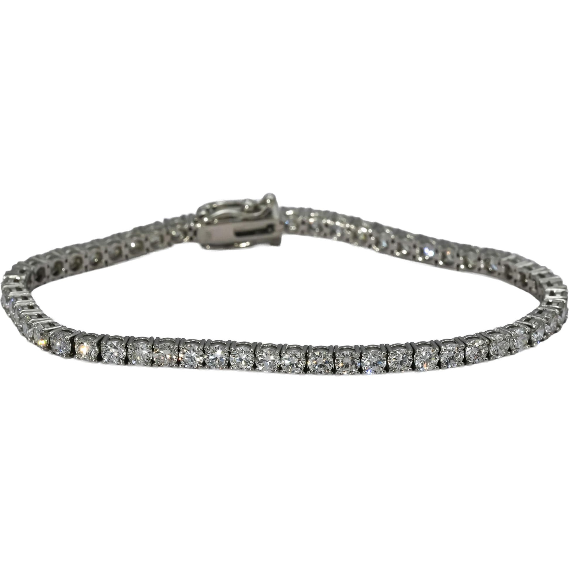 14k White Gold VS Round Lab-Grown Diamond Tennis Bracelet 6.82CT