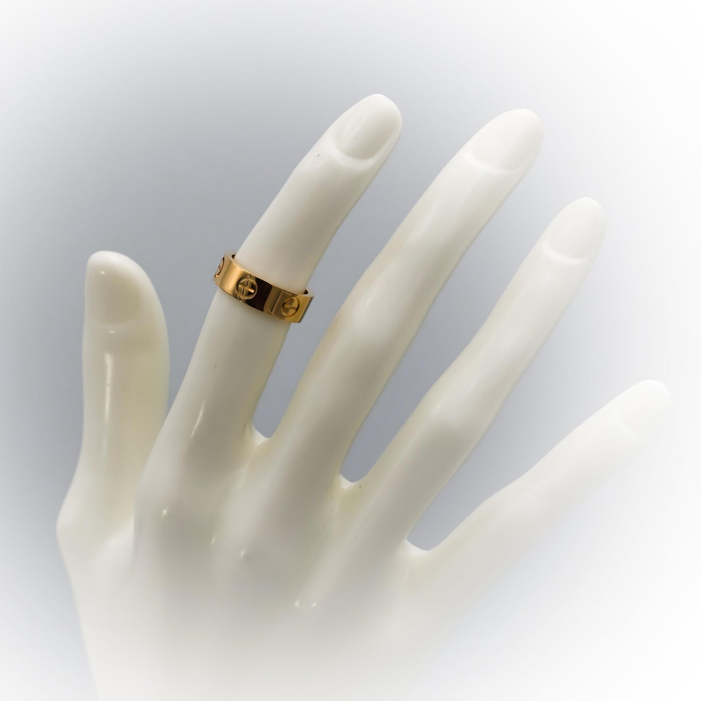 CARTIER 18k Yellow Gold Love Screw Motif Ring 5.5mm Wide Size 48