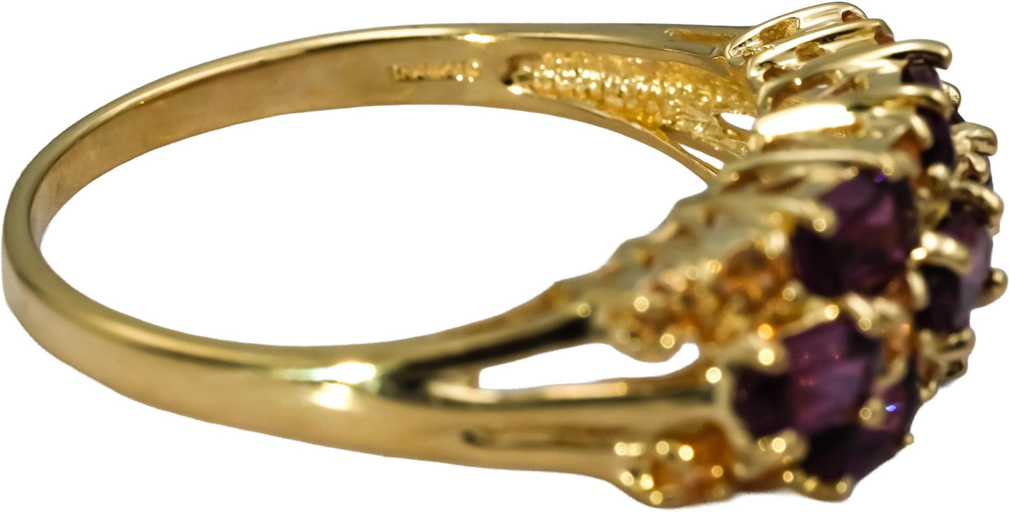 14k Yellow Gold Tourmaline and Citrine Band Ring 1.35CT Size 11
