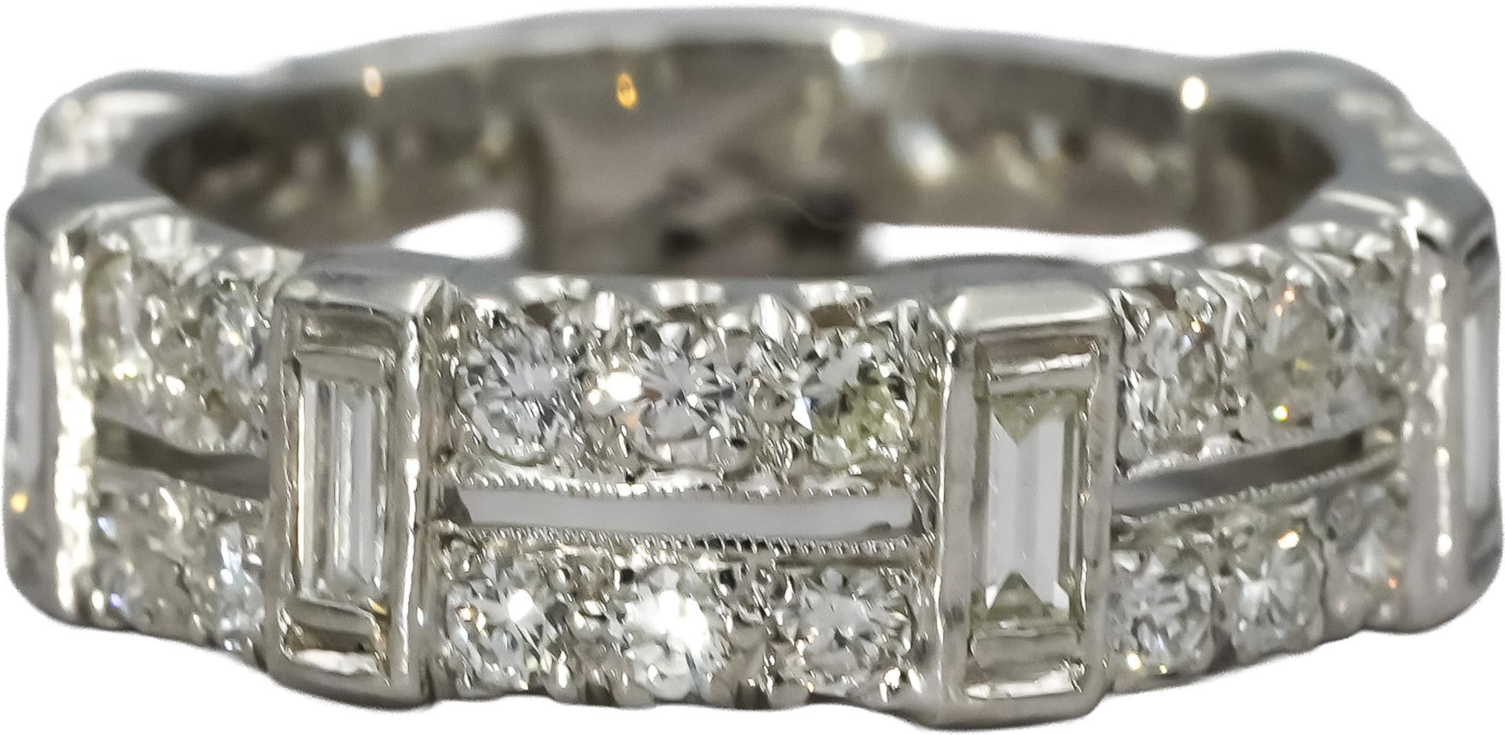 Vintage Antique Platinum VS Diamond Eternity Band Ring 1.25CT Size 6