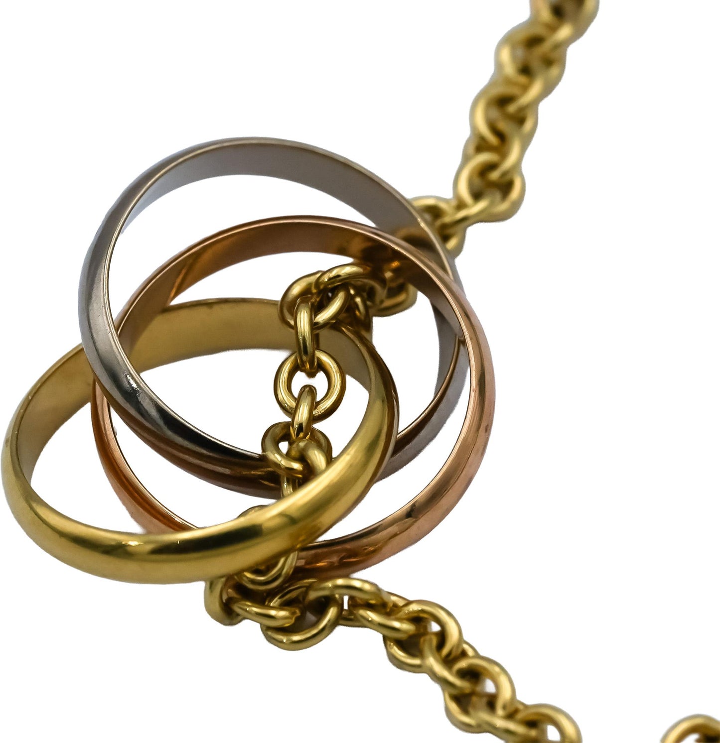 CARTIER 18k Yellow White Rose Gold Intertwined Bands Trinity Necklace