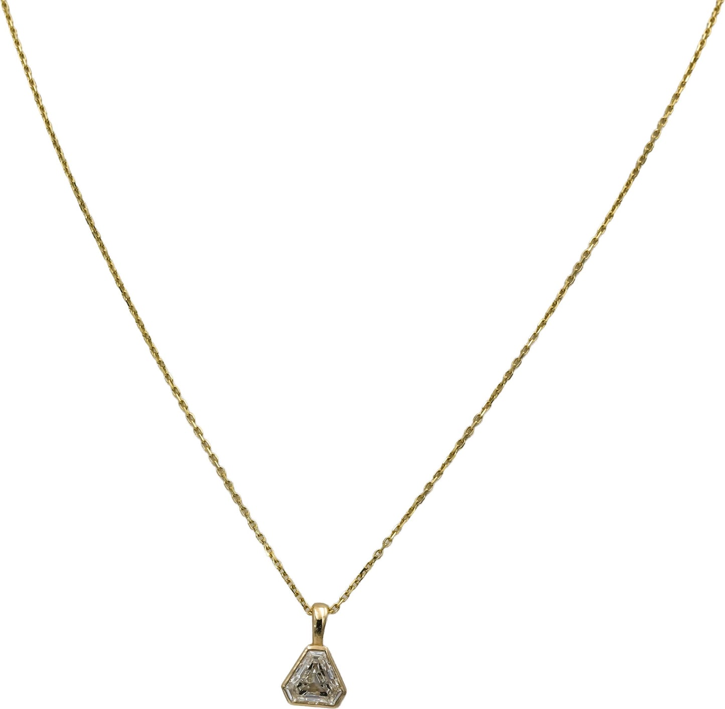 GIA 14k Yellow Gold SI1/I Trillion Step Cut Diamond Pendant Necklace 1.08CT