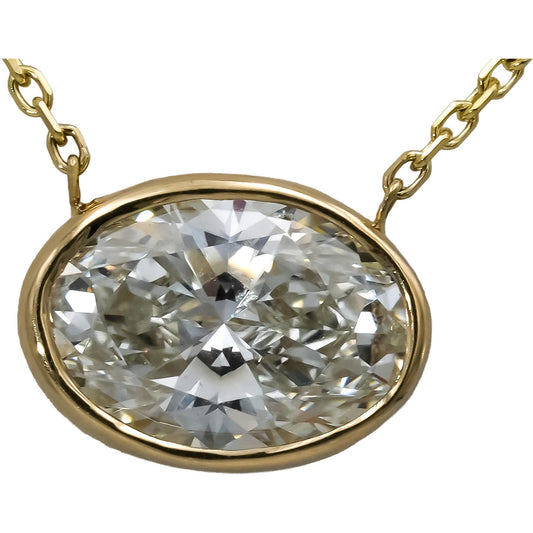 IGI 14k Yellow Gold VS1/F Oval Cut Lab-Grown Diamond Pendant Necklace 2.21CT