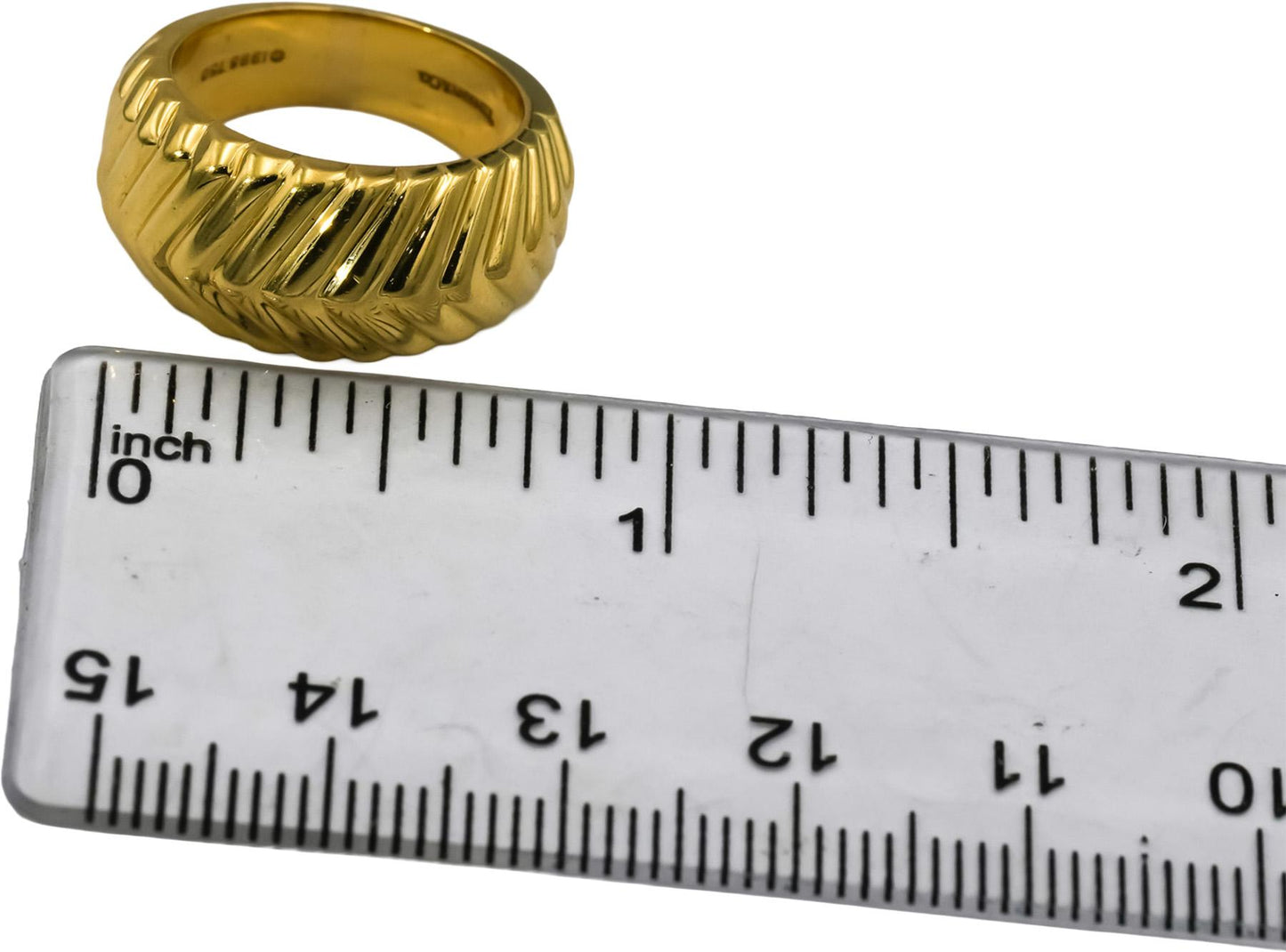 1998 TIFFANY & CO. 18k Yellow Gold Textured Fluted Dome Band Ring Size 5