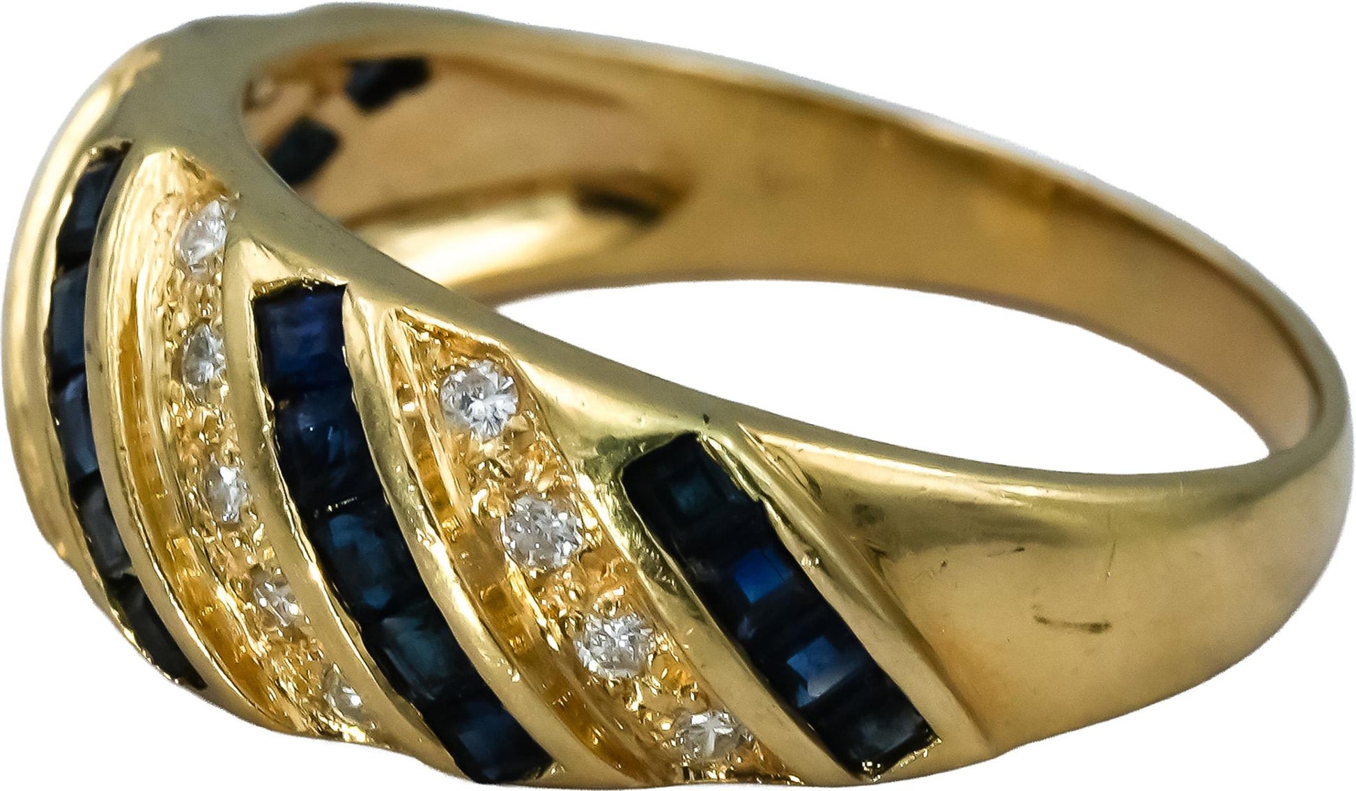 14k Yellow Gold Diamond and Sapphire Band Ring 1.0CT Size 9