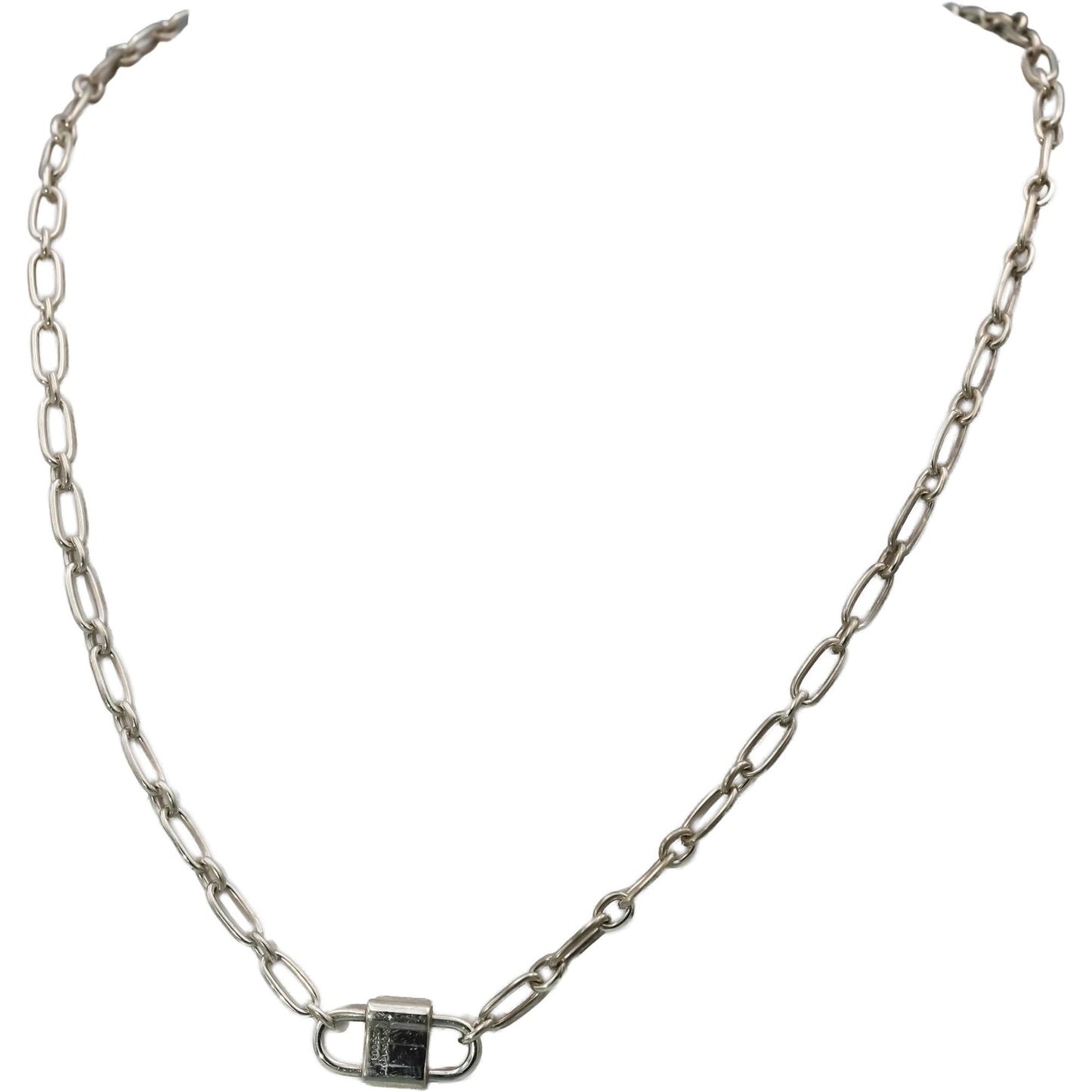 TIFFANY & CO. Sterling Silver 1837 Padlock Charm Necklace w/ Box 800.00 Retail