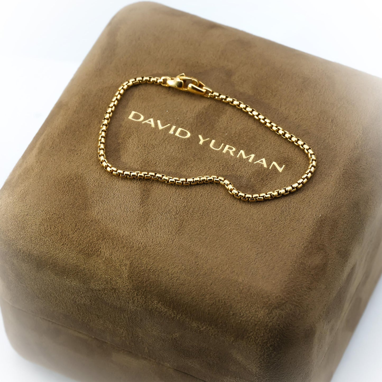 DAVID YURMAN 18k Yellow Gold 2.4mm Wide Box Link Bracelet w/ Box 2500 Retail