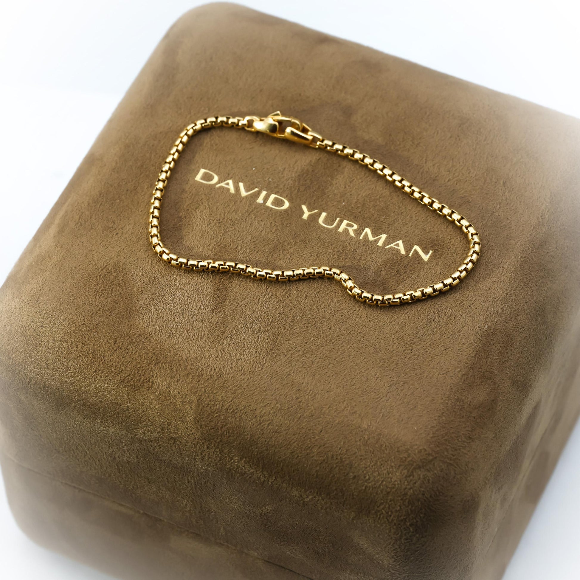 DAVID YURMAN 18k Yellow Gold 2.4mm Wide Box Link Bracelet w/ Box 2500 Retail