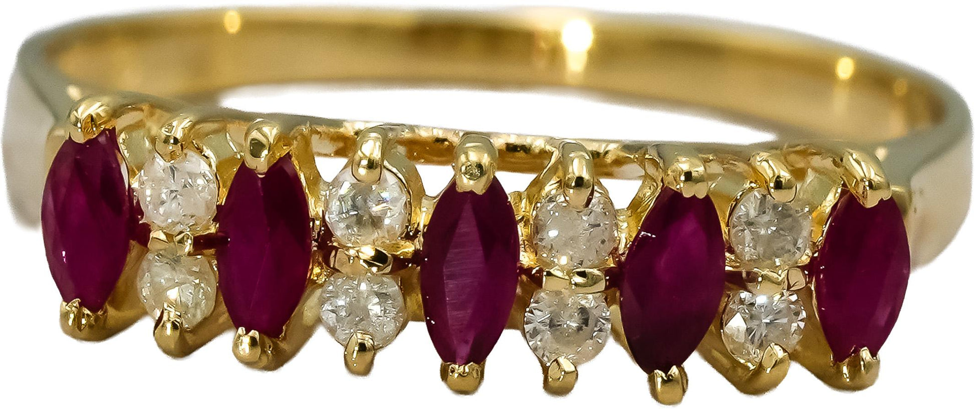 14k Yellow Gold Diamond and Ruby Band Ring 0.50CT Size 6.75