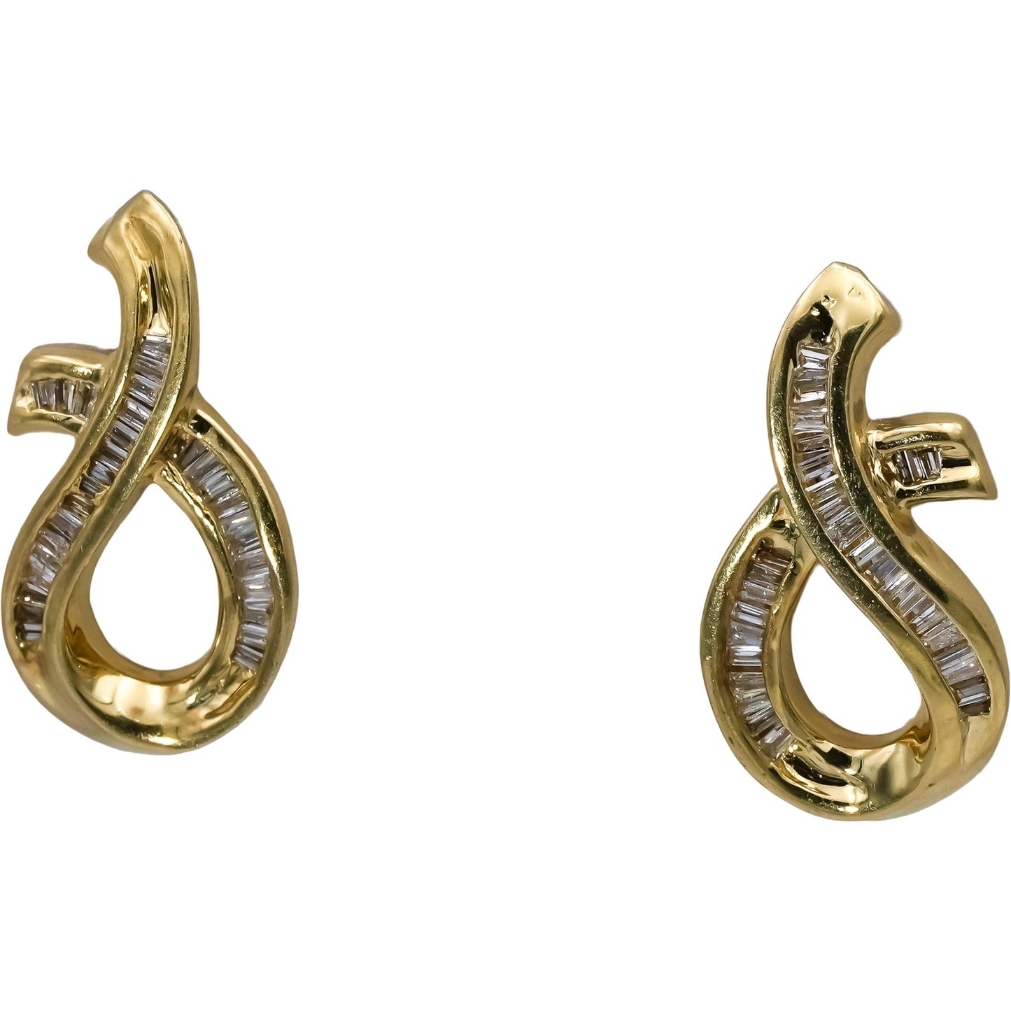 14k Yellow Gold Baguette Channel Set Diamond Stud Earrings 0.50CT