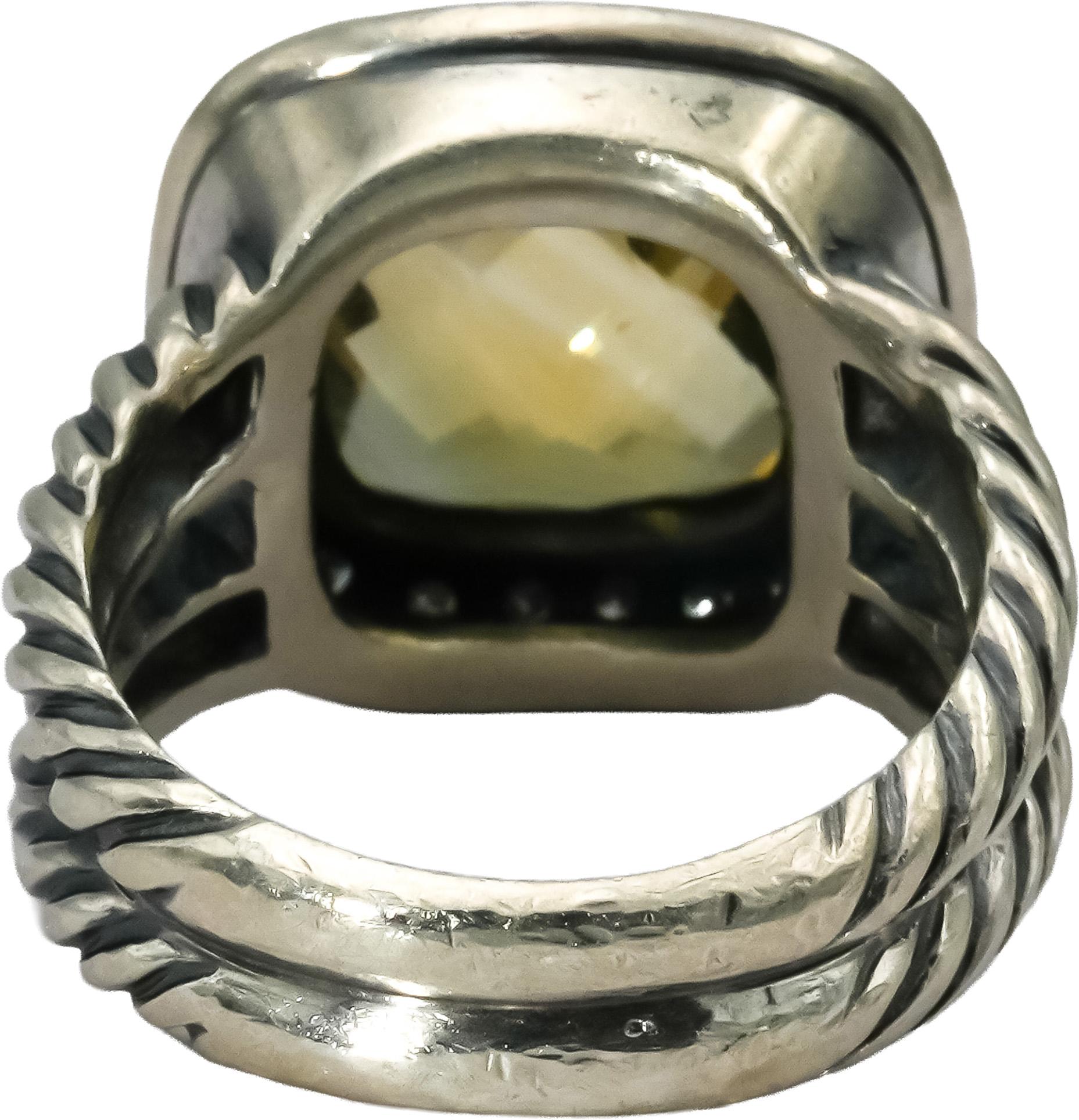 DAVID YURMAN Sterling Silver Diamond and Citrine Albion Ring 0.25CT Size 6