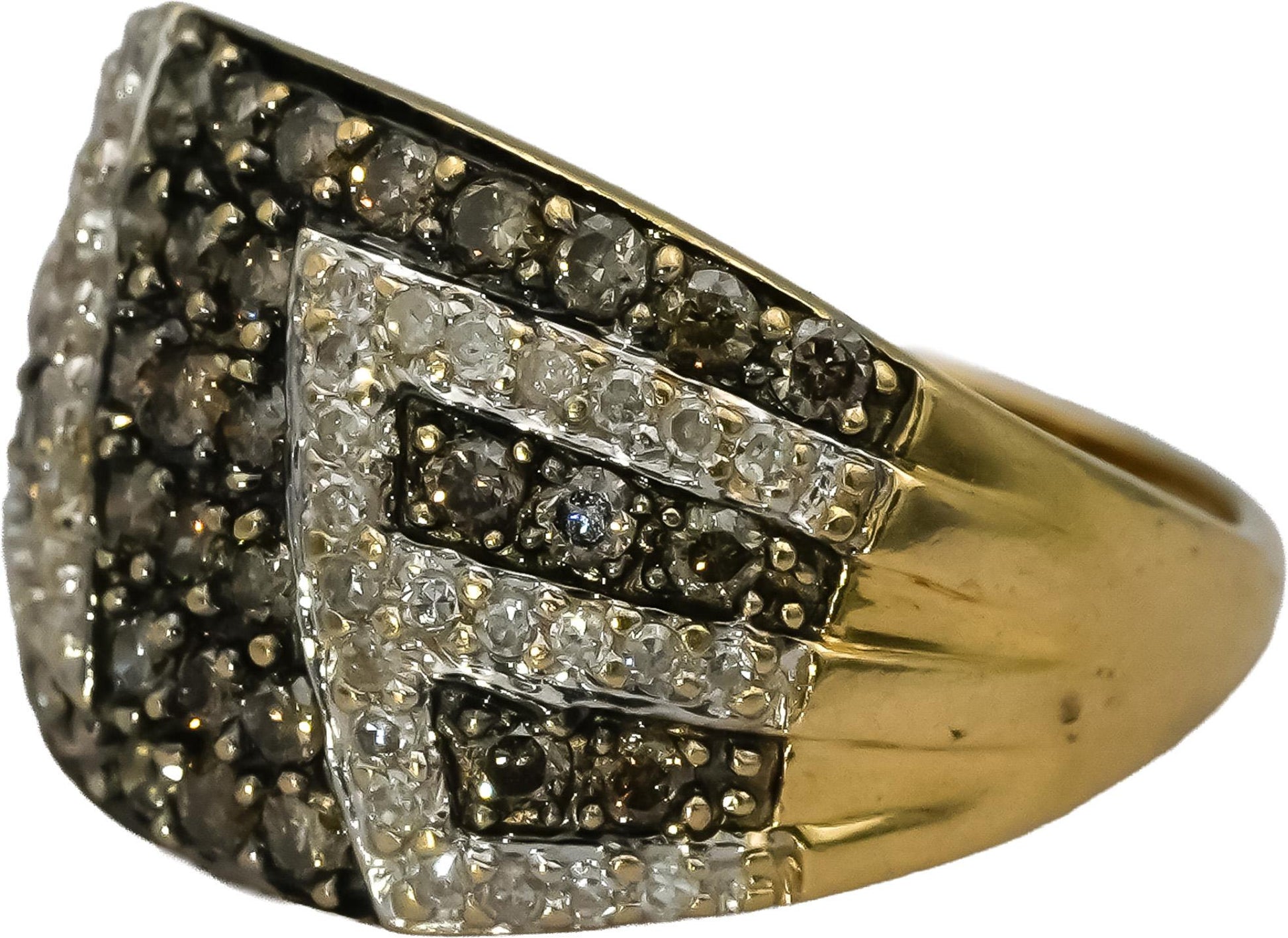 14k Yellow Gold Round Diamond Cluster Ring 0.75CT Size 6.25
