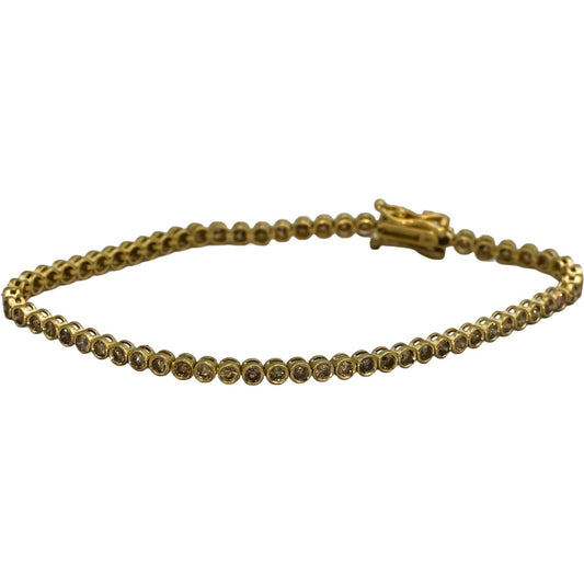 14k Yellow Gold Round Bezel Set Diamond Tennis Bracelet 2.42CT 64 Pieces