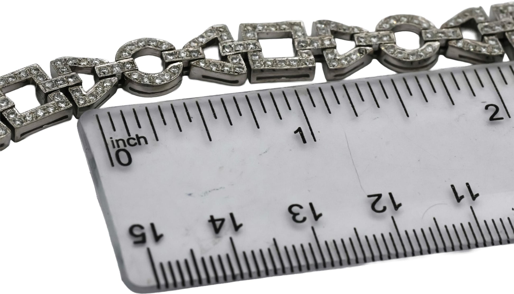 18k White Gold Round Diamond Fancy Link Necklace 7.0CT