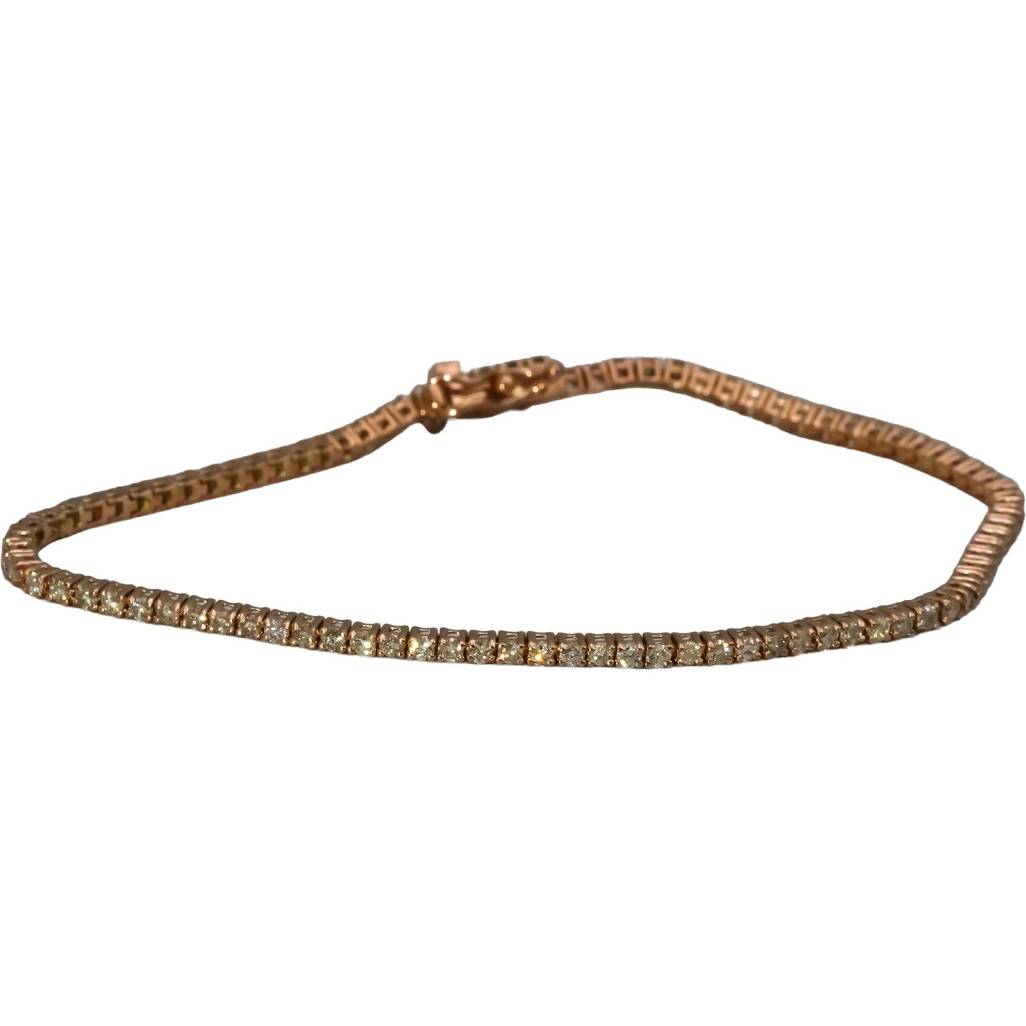 14k Rose Gold Round Diamond Tennis Bracelet 1.70CT 72 Pieces